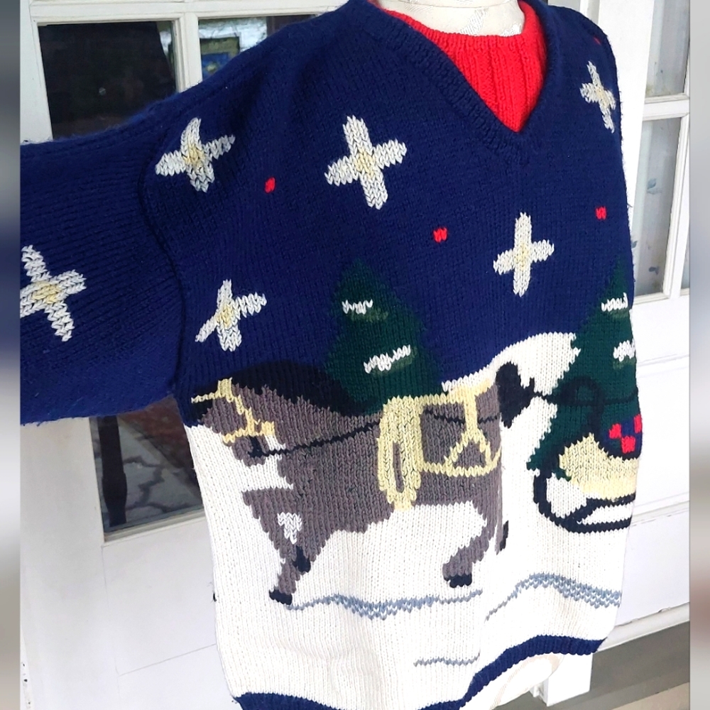 Berek Vintage Winter Hand Knit Wool Sweater Large